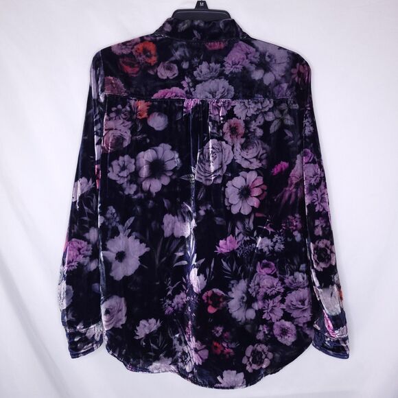 Pilcro Velvet Shirt XS Floral Hadley Relaxed Button Down - Picture 5 of 11